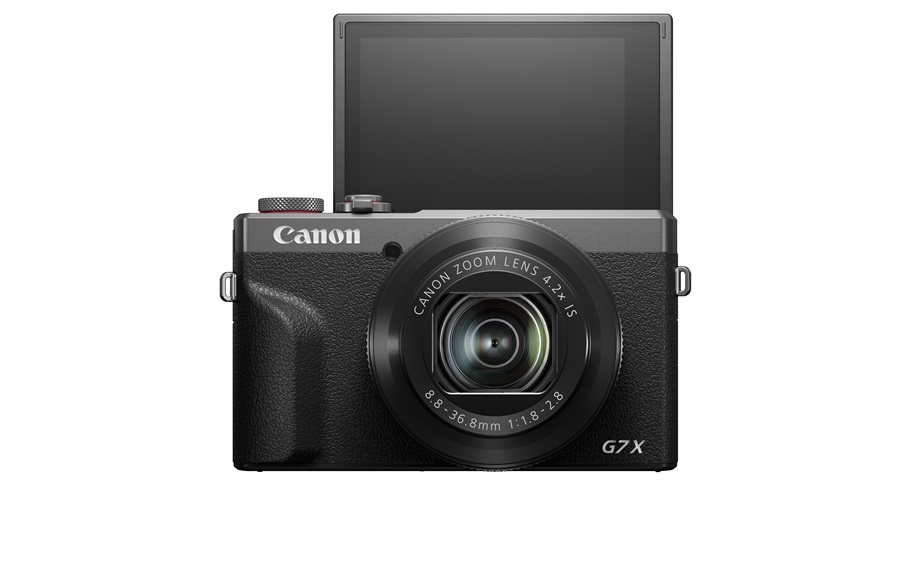 Canon PowerShot G7 X Mark III with screen and zoom lens visible