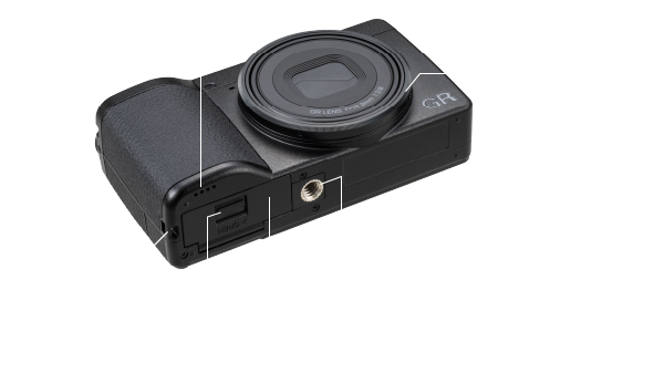 Official Ricoh GR IV side-profile imagery, included to show the pocket-camera proportions.